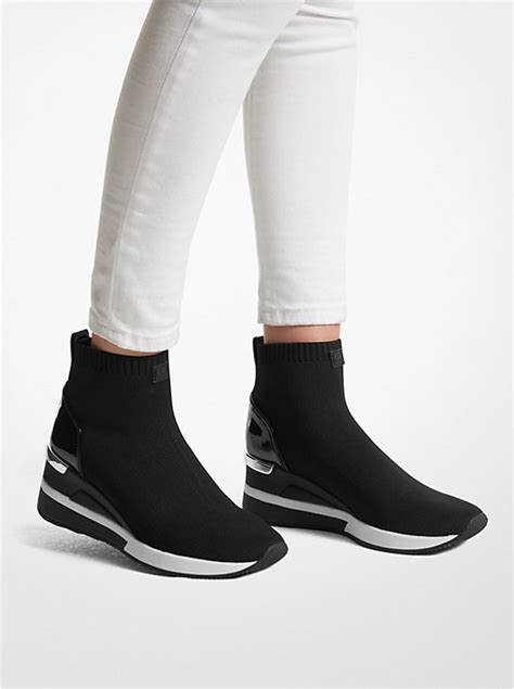 michael michael kors skyler stretch knit lace up sock sneakers|MICHAEL Michael Kors Women's Skyler Wedge Bootie Sock .